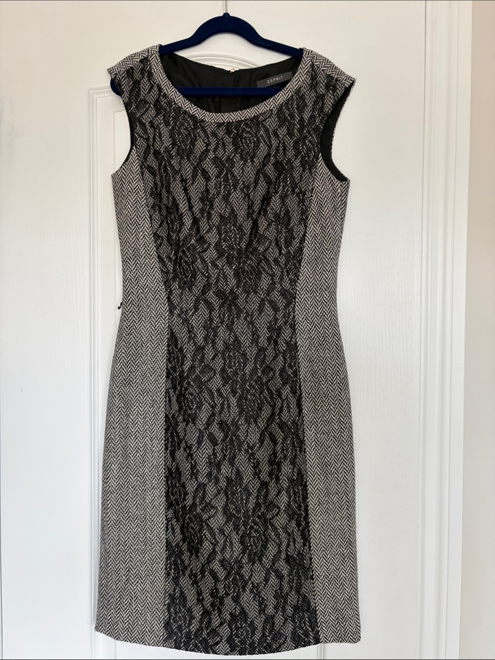 Esprit Black & White Patterned Sheath Dress